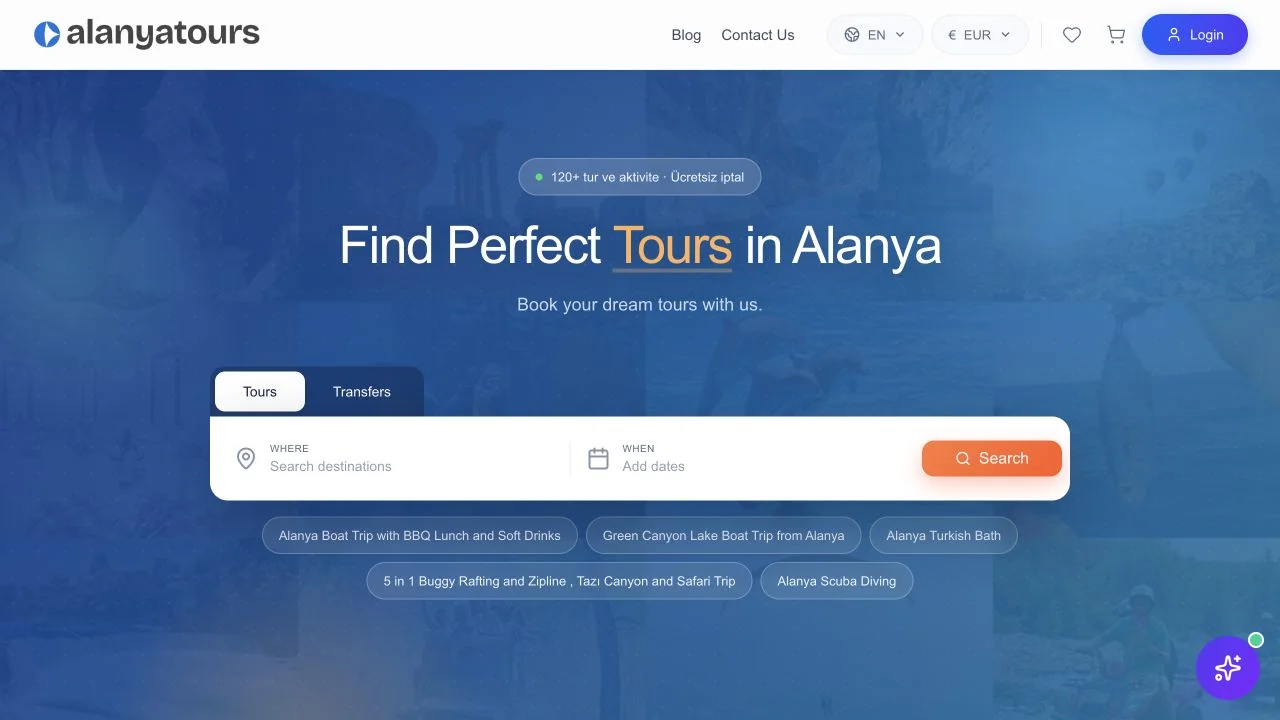 Travelex temasının ana sayfa ekran görüntüsü