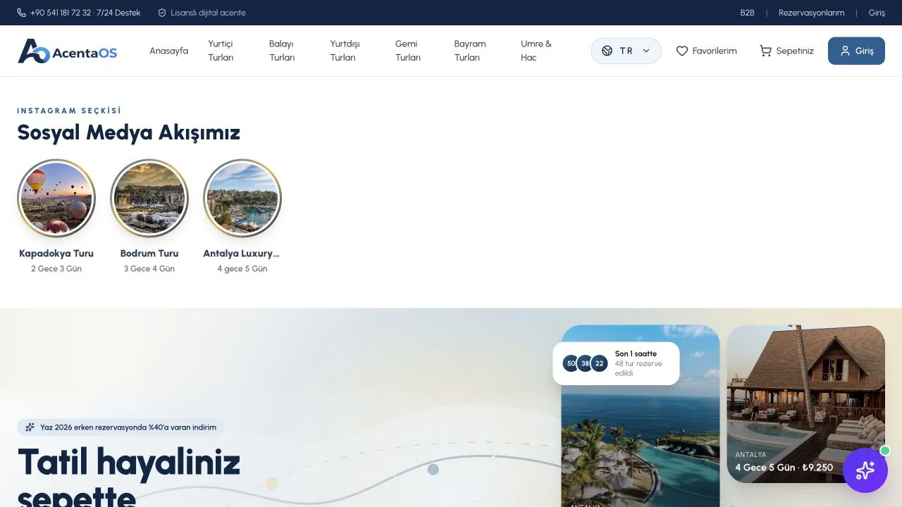 Voyage temasının ana sayfa ekran görüntüsü